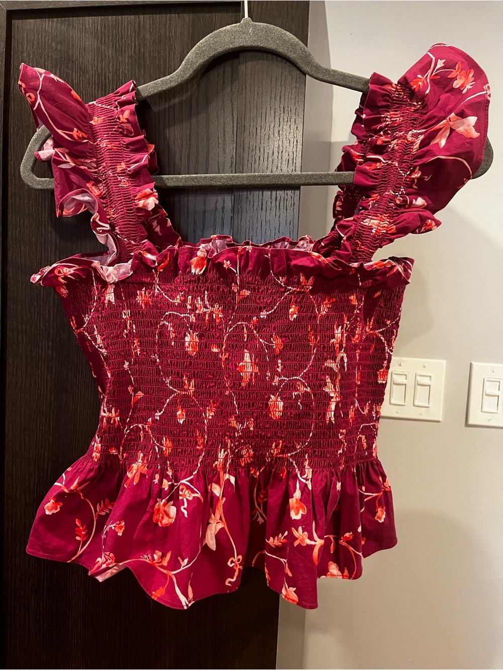 Hill house Smocked Ruffle Floral Tank Top